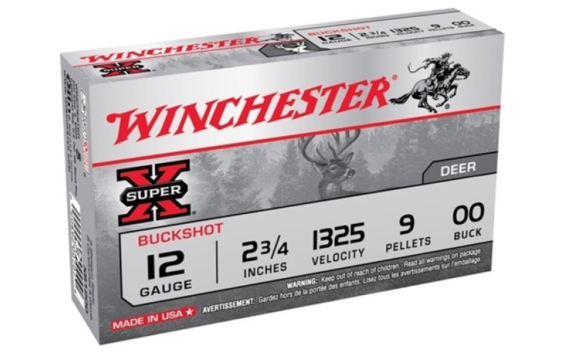 Winchester Ammunition 12 gauge 2-3/4'' 9 pellets #00 buck 15/box
