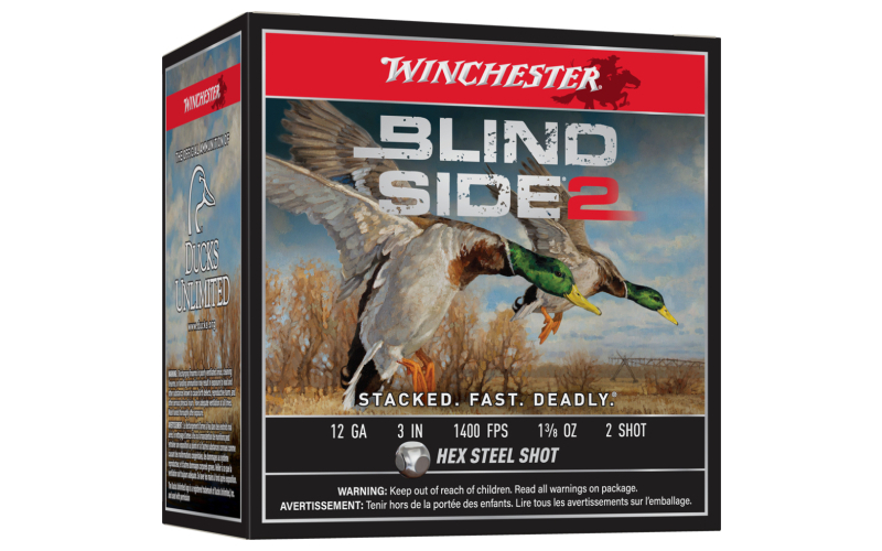 Winchester blind side 2 shotshells 12 ga 3" 1-3/8 oz 1400 fps #2 25/ct