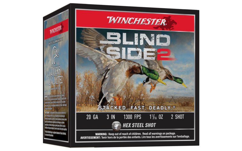 Winchester blind side 2 shotshells 20 ga 3" 1-1/16 oz 1300 fps #2 25/ct