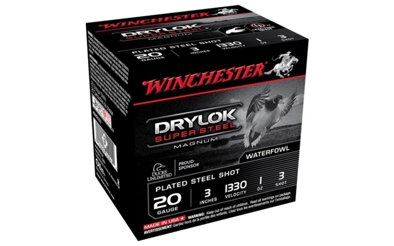 Winchester Ammunition 20 gauge 3'' 1 oz #3 steel shot 25/box