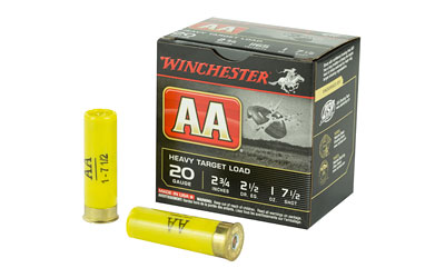 Winchester Ammunition AA Target, 20 Gauge, 2.75", #7.5, 2.5 Dram, 1 oz., Shotshell, 25 Round Box AAH207