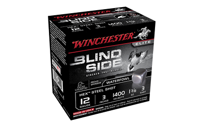 Winchester Ammunition BLIND SIDE STEEL, 12 Gauge 3", 1-3/8 OZ, #3, 25 Round Box SBS1233