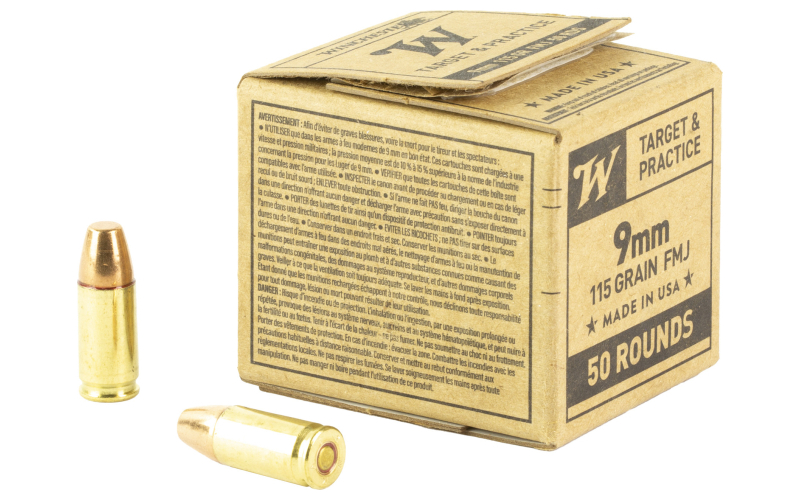 Winchester Ammunition Service Grade, 9mm, 115 Grain, Full Metal Jacket, 50 Rounds Box SG9W50
