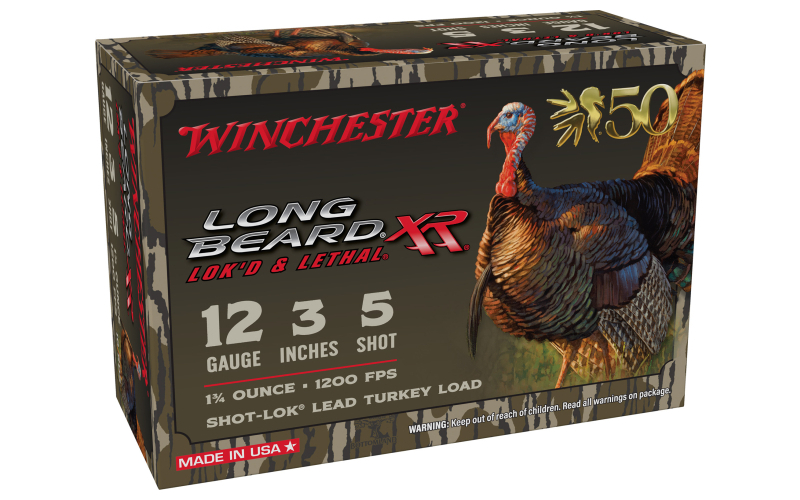 Winchester Ammunition Long Beard XR, 12 Gauge 3", #5, 1.75oz, Shotshell,50th Anniversary Edition, 10 Round Box STLB1235N