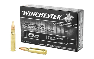 Winchester Ammunition Super Suppressed, 308 Winchester, 168 Grain, Open Tip, 20 Round Box SUP308