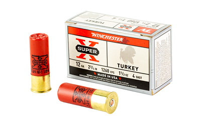 Winchester Ammunition Super-X, Turkey, 12 Gauge 2.75", #4, 1.5 oz, Shotshell, 10, 100 X12MT4