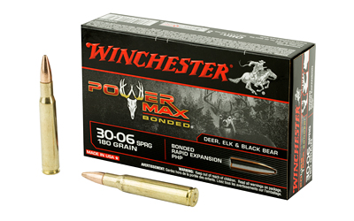 Winchester Ammunition Power Max Bonded, 30-06, 180 Grain, Bonded Protected Hollow Point, 20 Round Box X30064BP