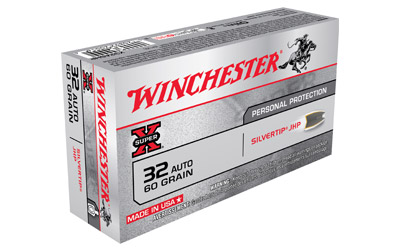 Winchester Ammunition Super-X, 32ACP, 60 Grain, Silvertip Jacketed Hollow Point, 50 Round Box X32ASHP
