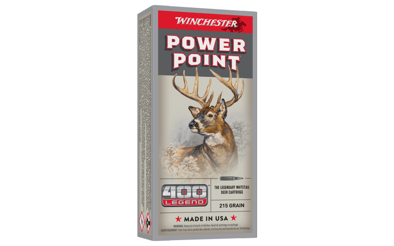 Winchester Ammunition POWER-POINT, 400 Legend, 215 Grain, Power Point Bullet, 20 Round Box X4001