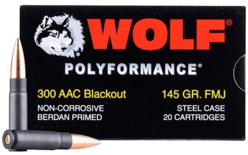 Wolf 300 aac blackout 145gr full metal jacket bimetal 20/box