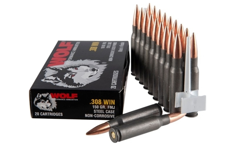 Wolf 308 winchester 150gr fmj bimetal case 20/box